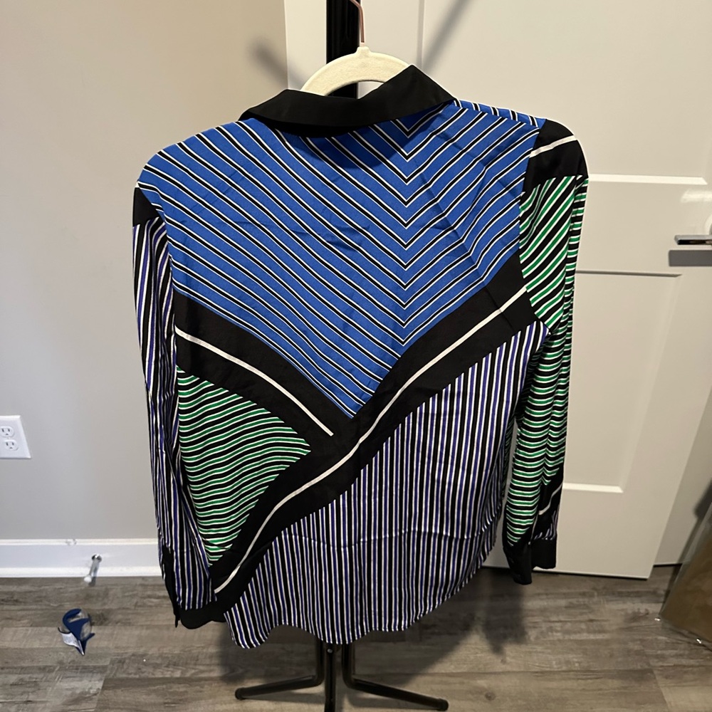 Vintage Inspired 70’s Colorblock DVF Silk Button Down Sz 4 NWT - Picture 3 of 3